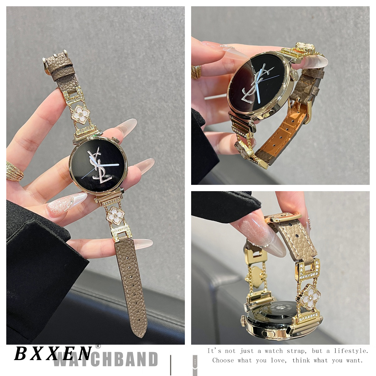 适用华为gt6手表gt5表带gt4新款GT5pro布契拉提拼荔枝纹皮watch5女款休闲智能手表watch4/3pro高级gt3时尚gt2