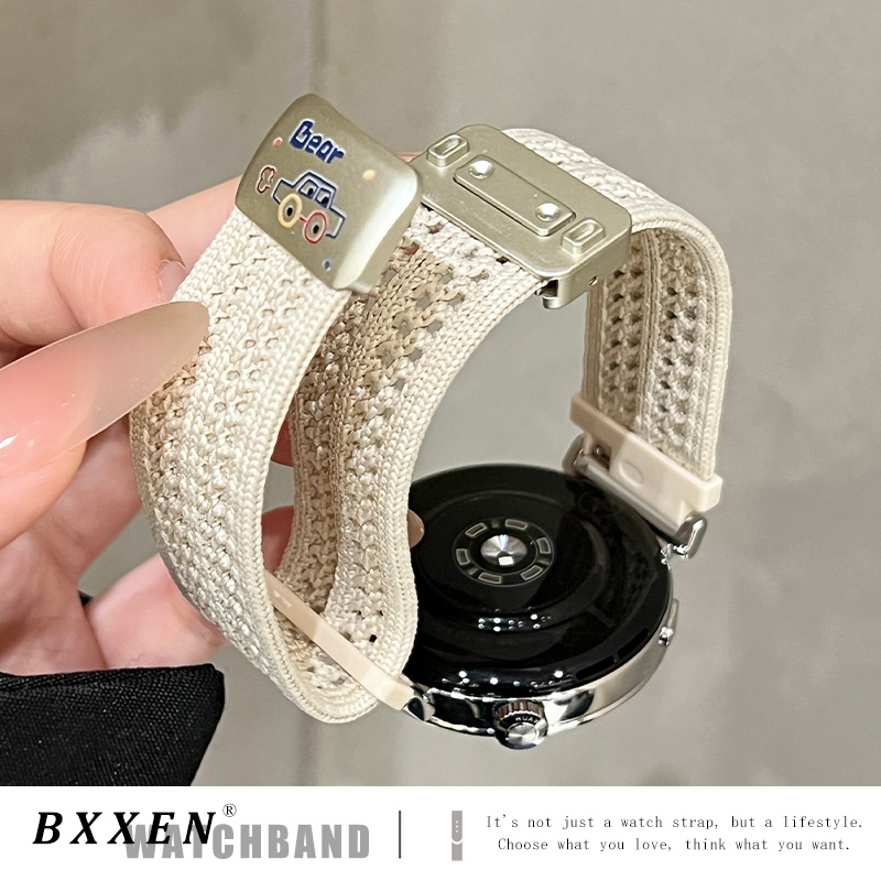 适用华为gt5表带gt4新款GT5pro汽车小熊插画watch4pro女智能手表watch3pro运动可爱gt3磁吸编织gt2男腕带夏天