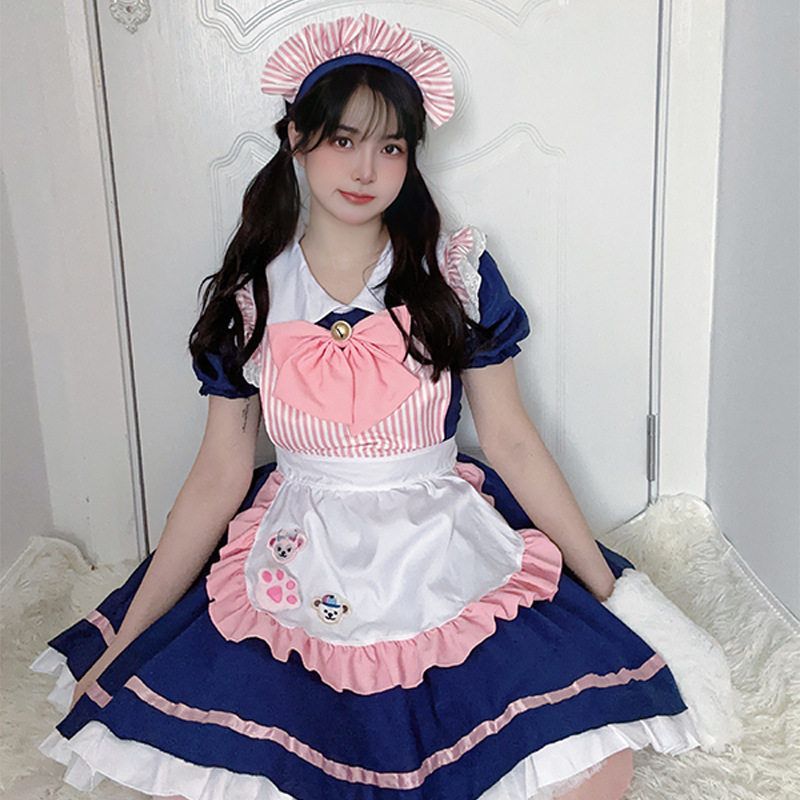 装原创cosplay制服公主裙大佬女佣猫咪女仆少女女装深蓝色咖啡厅