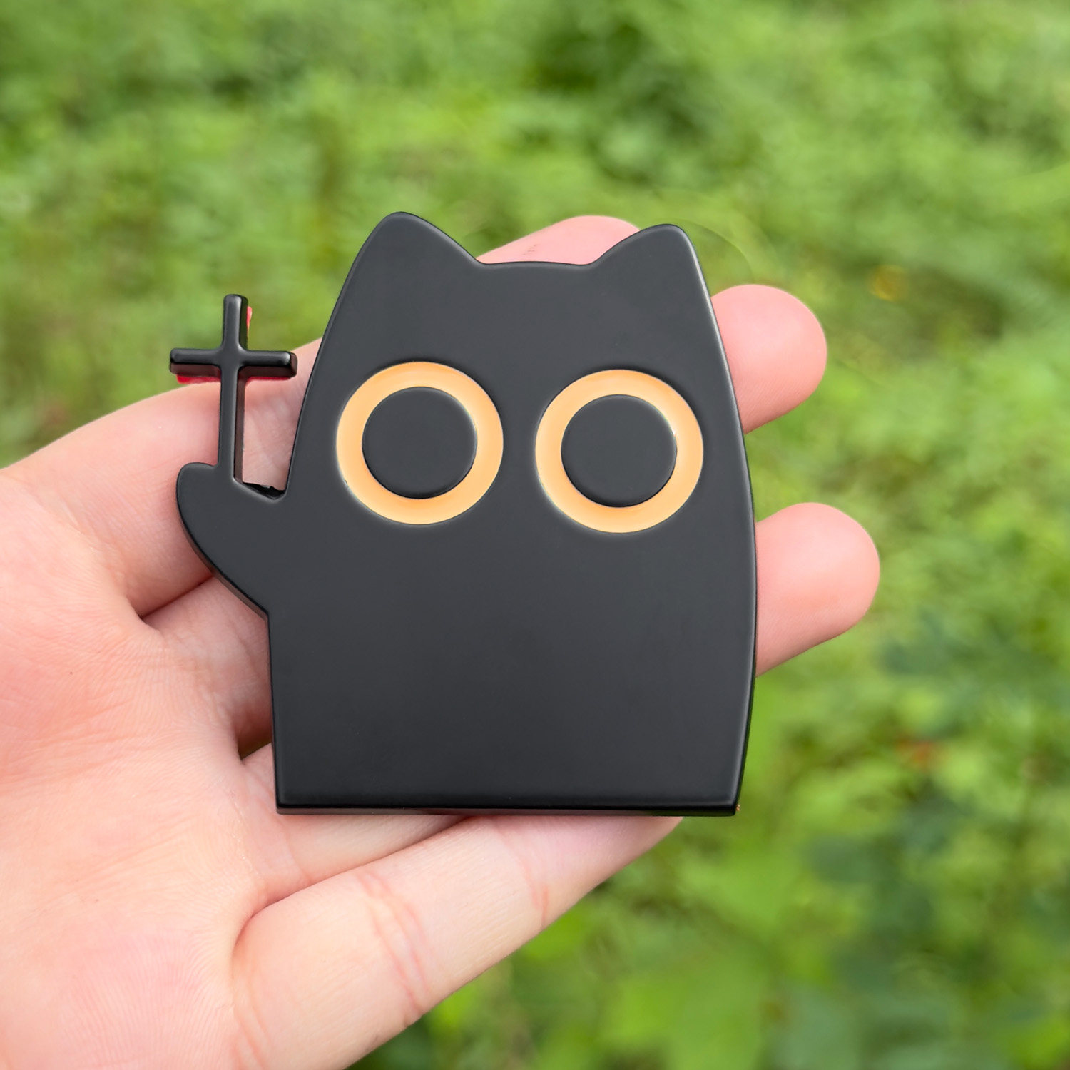 DIYSMART小黑色猫车贴十字架小猫3D立体汽车贴纸后尾装饰遮挡划痕