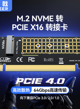 锐戟RAGEER PCIe转M.2扩展卡NVMe固态硬盘电脑主板转接x4x8x16槽