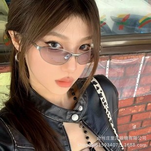 復(fù)古科技感金屬貓眼墨鏡女防紫外線凹造型太陽眼鏡G