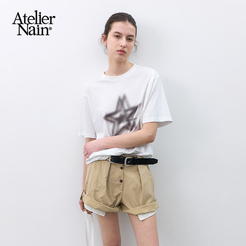 Atelier Nain2026年夏季新款短袖T恤女韩版宽松印花休闲显瘦上衣