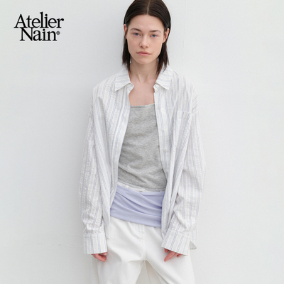 Atelier Nain2026年夏季新款慵懒风条纹衬衫女宽松百搭松弛感衬衣