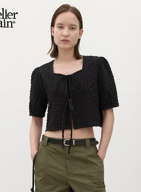 Atelier Nain2025年夏季新款短袖外套韩版小香风短款上衣设计感