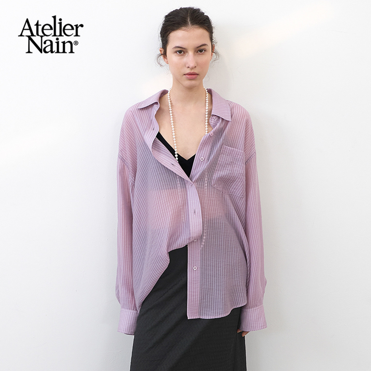 Atelier Nain2026年夏季新款衬衫法式慵懒风薄纱长袖外套度假风女