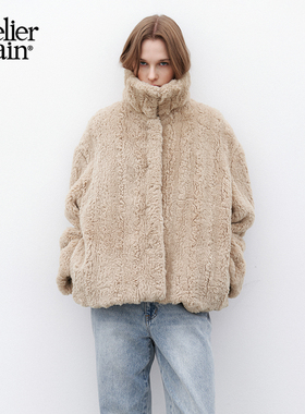 Atelier Nain2025年冬季新款短外套韩版翻领毛绒外套女保暖大衣