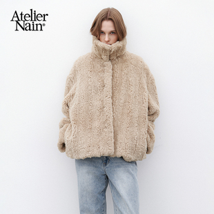 短外套韩版 新款 翻领毛绒外套女保暖大衣 Nain2025年冬季 Atelier