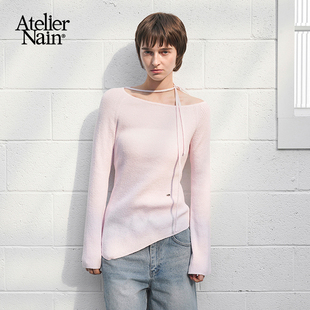 设计感不规则长袖 一字肩针织衫 上衣 Nain2025年早春新款 Atelier