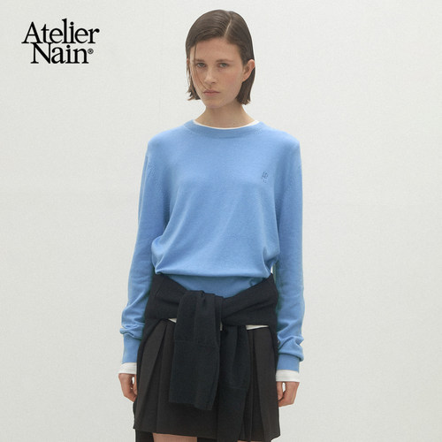 Atelier Nain2025年秋冬新款圆领针织衫韩版百搭高级感长袖上衣女