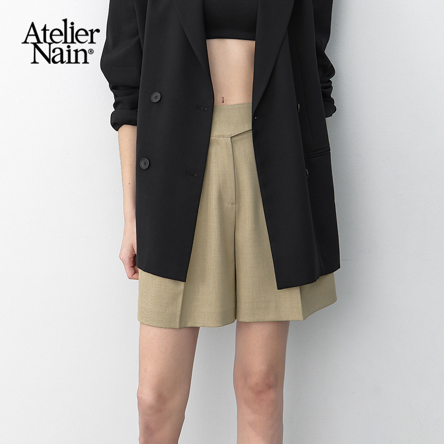 Atelier Nain2026年夏季新款短裤直筒老钱风百搭休闲西装裤子女