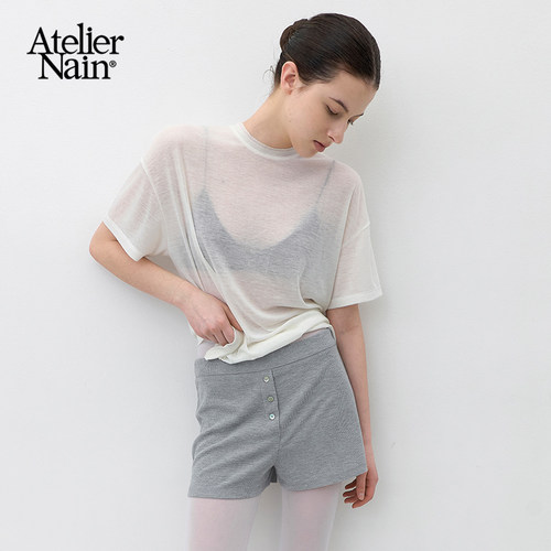 Atelier Nain2026年夏季新款慵懒风微透短袖女宽松空气感T恤上衣