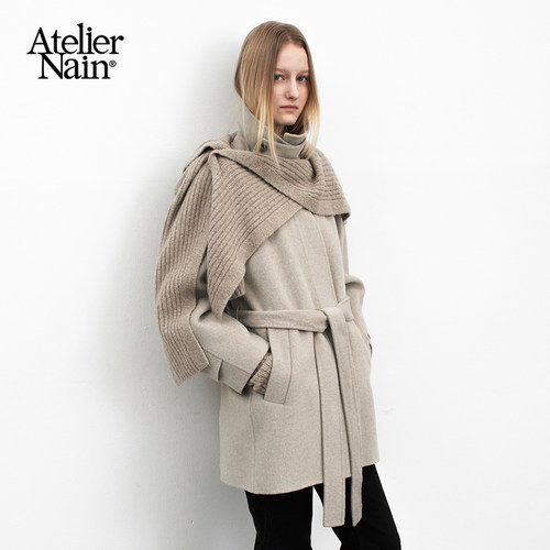 毛呢大衣包含围巾&手套