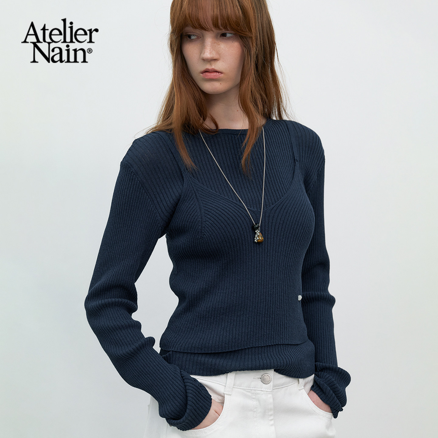 Atelier Nain2026年春季新款吊带针织衫两件套时尚极简风小众上衣