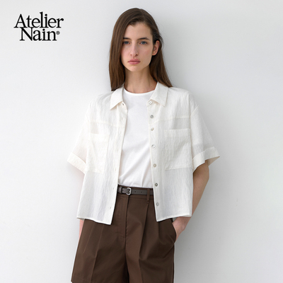 Atelier Nain2025年夏季新款短袖衬衫甜美韩版通勤时尚百搭上衣女
