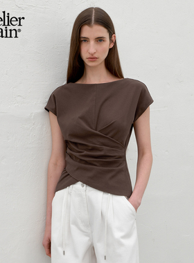 Atelier Nain2025年新款一字肩琥珀流光风设计短袖T恤高级感女