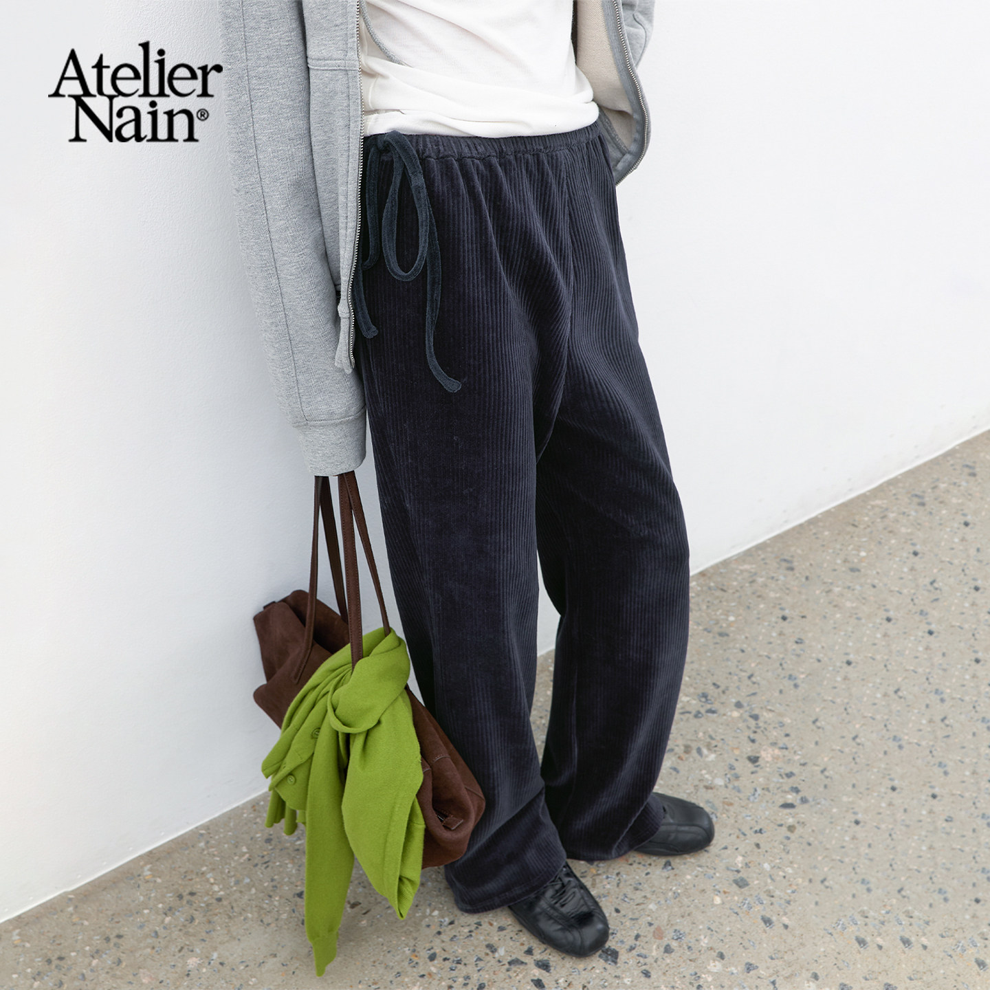 Atelier Nain2026年秋冬新款灯芯绒休闲裤女宽松百搭慵懒风裤子