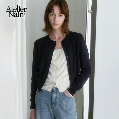 Atelier Nain2026年春季新款假两件针织衫韩版短款简约百搭上衣女