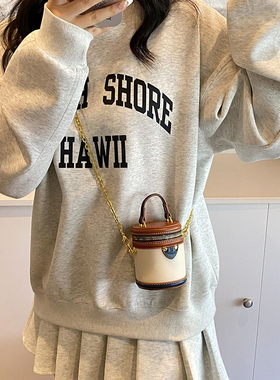 爆款超火mini小圆筒包包女2025新款流行轻奢小众高级感斜挎水桶包