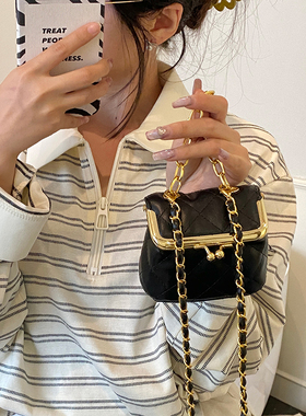 超火小香风菱格链条包韩版女包高级感精致mini斜挎配饰包零钱包潮