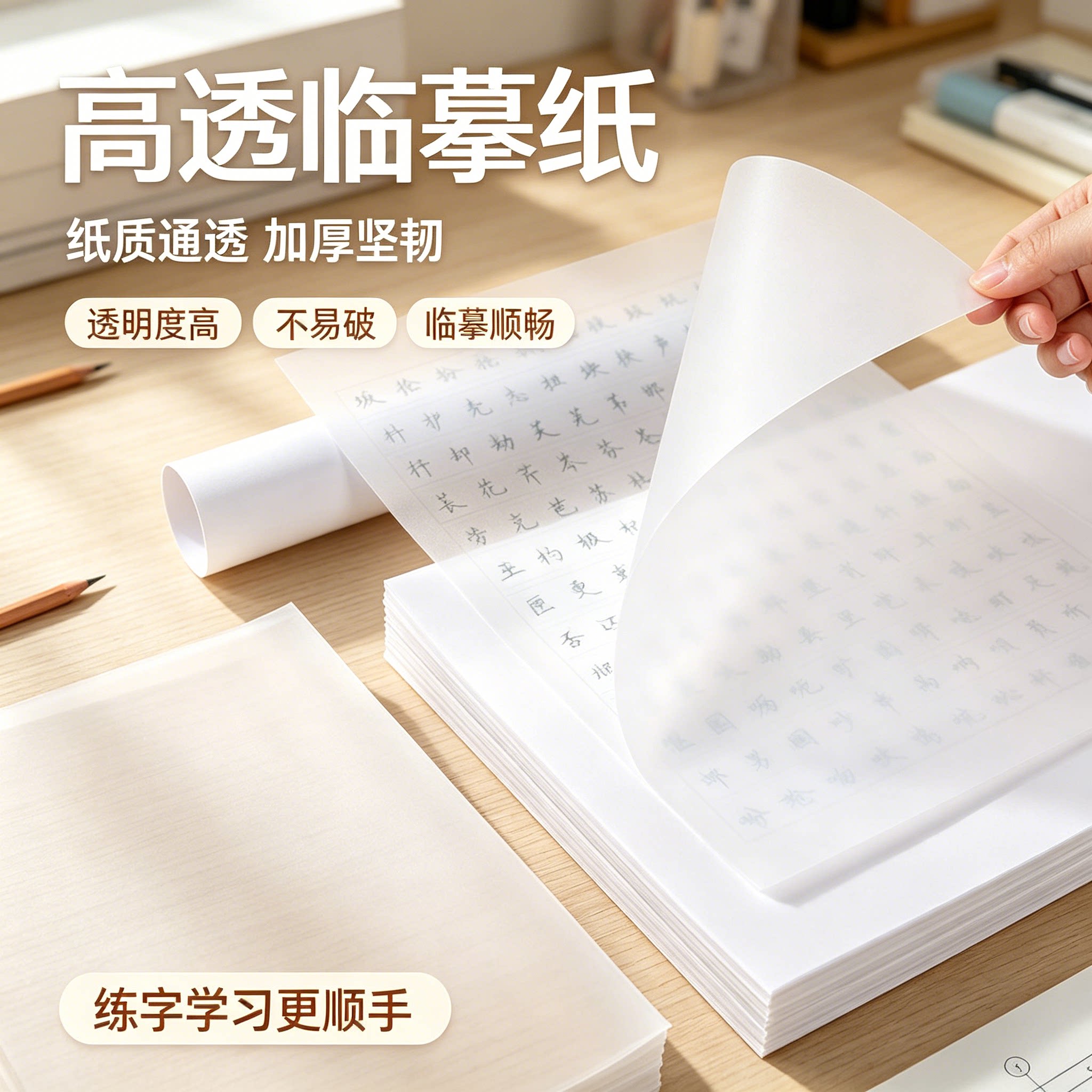 临摹纸透明纸练字专用纸书法毛钢笔字帖薄纸描摹纸16K儿童学生