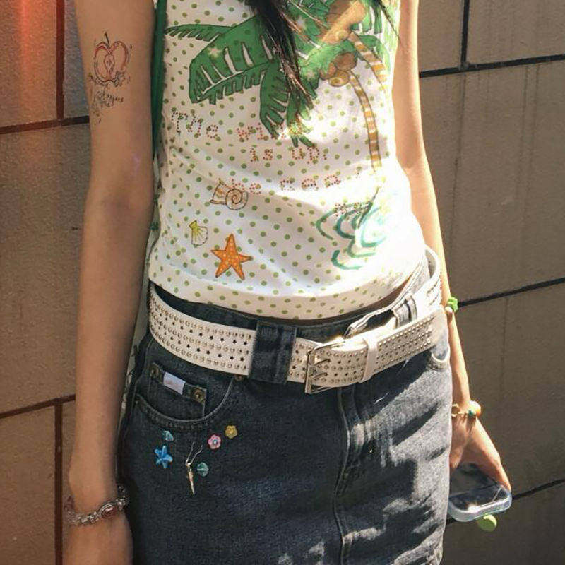 美式千禧辣妹风y2k铆钉星星腰带女复古街头小众牛仔裤皮带配饰