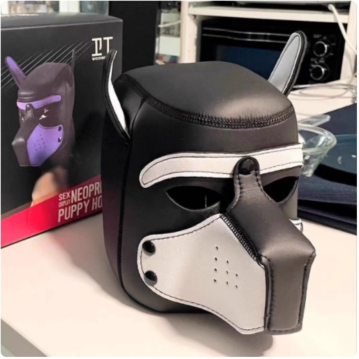 狗头套人戴万圣节全脸可拆卸开口道具人型犬头套黑色cosplay装备