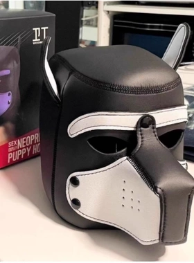 狗头套人戴万圣节全脸可拆卸开口道具人型犬头套黑色cosplay装备