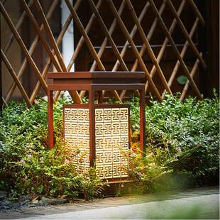 太阳能庭院景观灯仿云石户外柱头灯防水地灯新中式别墅花园草坪灯