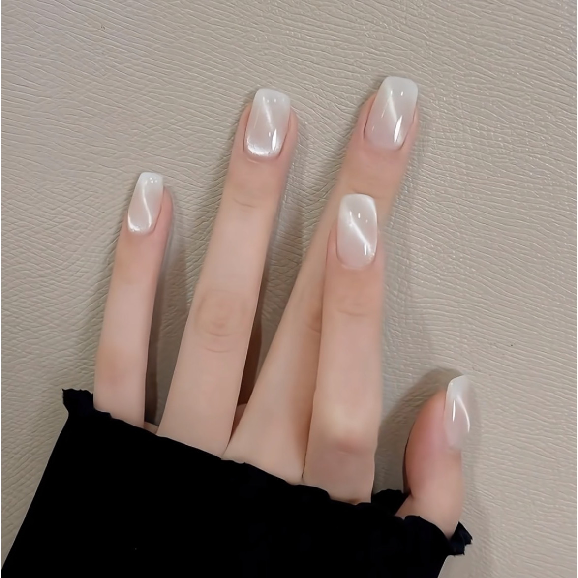 【月光白瓷】纯手工穿戴甲白色猫眼美甲温柔日常显白可拆卸甲片