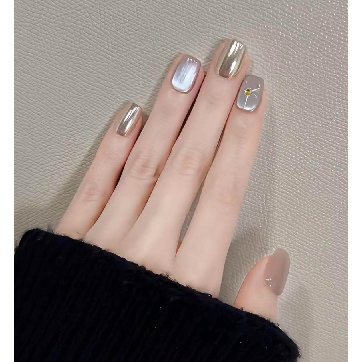 【星月女神】纯手工穿戴甲简约魔镜粉猫眼美甲片短款学生日常可拆,彩妆/香水/美妆工具,穿戴甲/甲片,淘宝优惠券,粉丝福利购,淘宝优惠卷