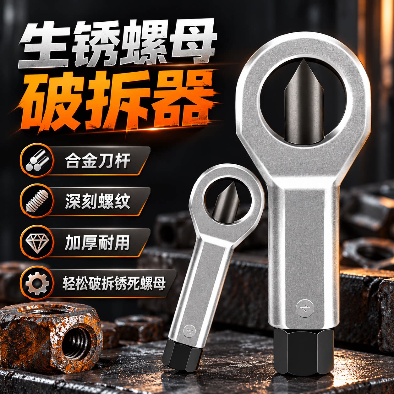 生锈螺母破开器螺帽分离破切器拆卸神器螺丝螺帽劈开破拆切割工具