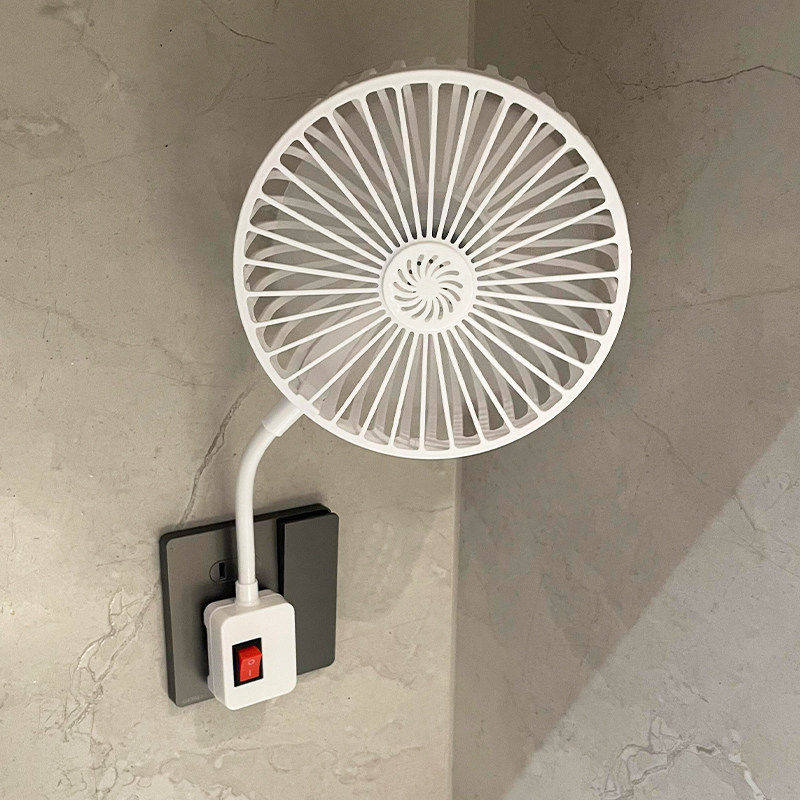 厨房专用小电风扇2026新款壁挂式三插座万向强力风扇家用小型静音