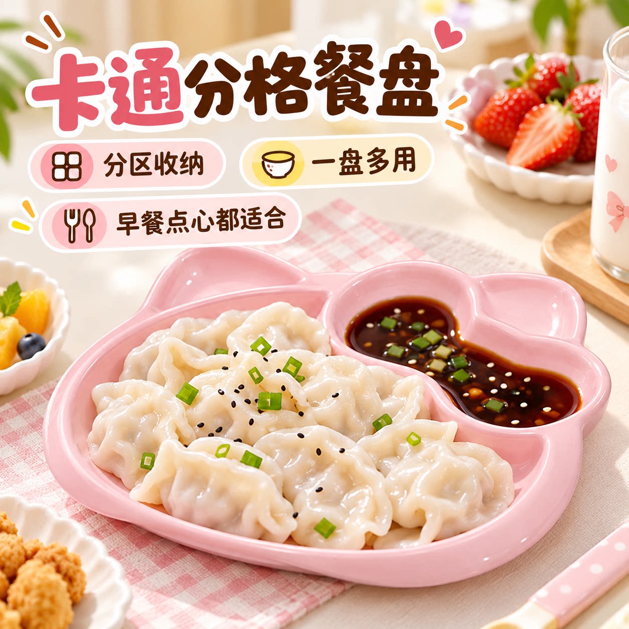 卡通分格家用塑料餐盘