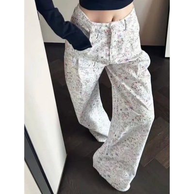 学院少女风阔腿牛仔裤女冬季新款