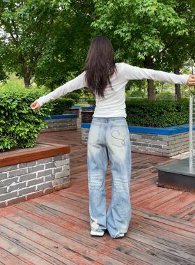 美式嘻哈破洞牛仔裤女冬季新款潮