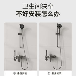 枪灰色全铜简易卫浴淋浴花洒套装 全铜套装 冷热家用无顶浴室一体式