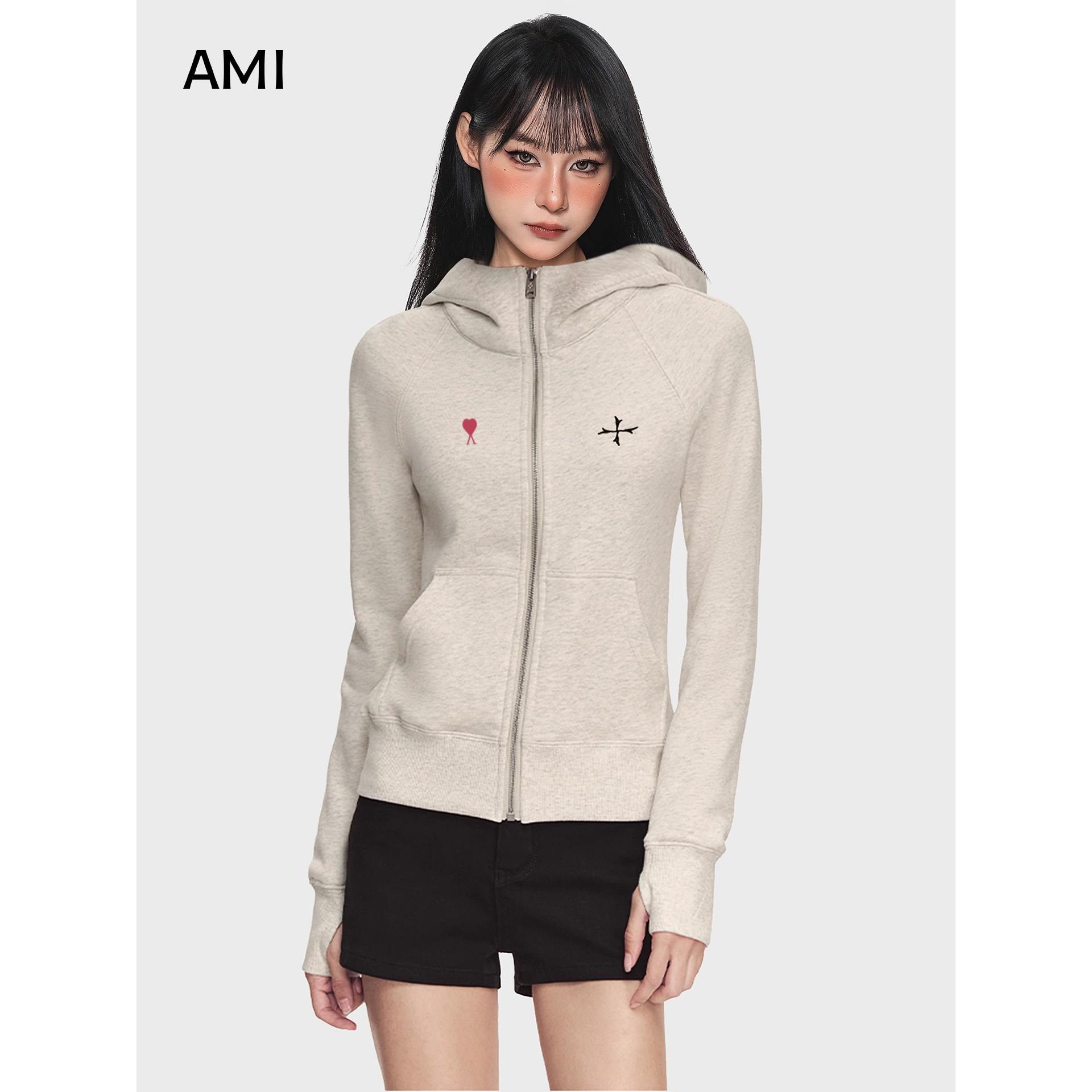 AMI美式复古连帽卫衣女春