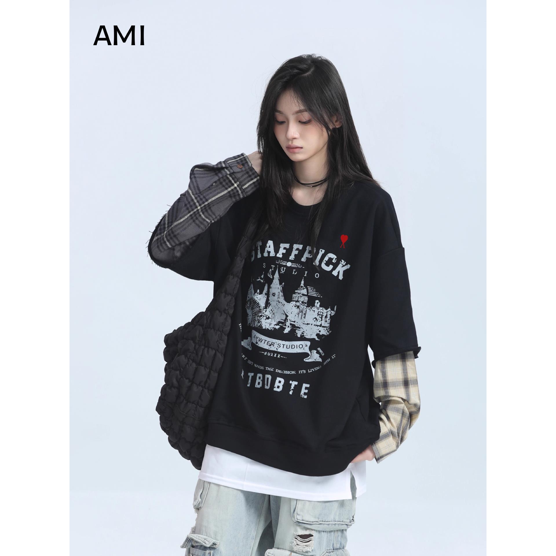AMI2025美式复古假两件格