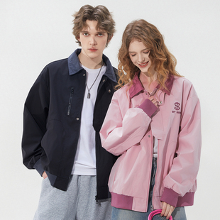 辛普森一家夹克情侣短款纯色百搭休闲日系复古2025新款翻领外套男