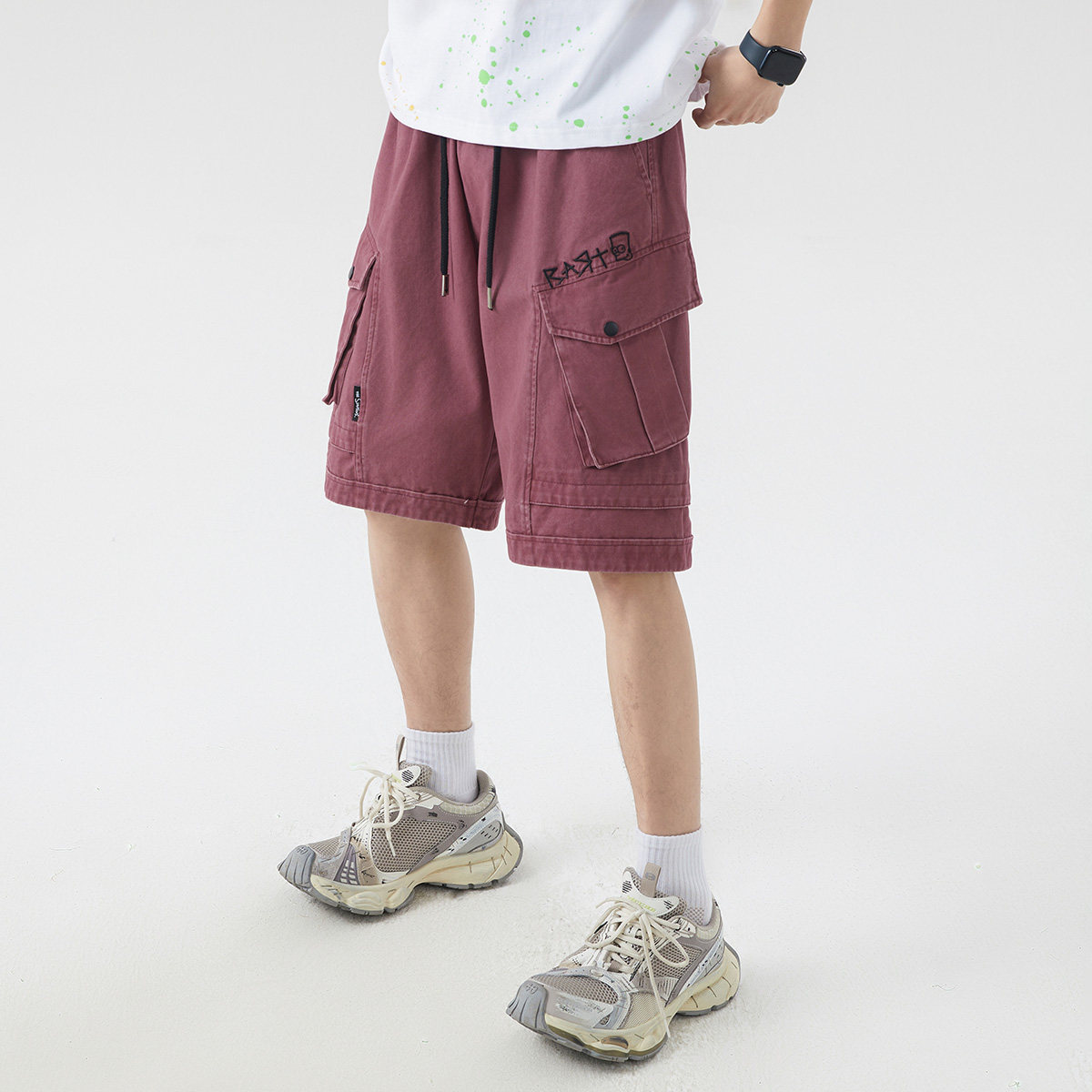 辛普森一家工装五分裤子男夏季新款潮牌多口袋美式复古中裤短裤男,男装,短裤,淘宝优惠券,粉丝福利购,淘宝优惠卷