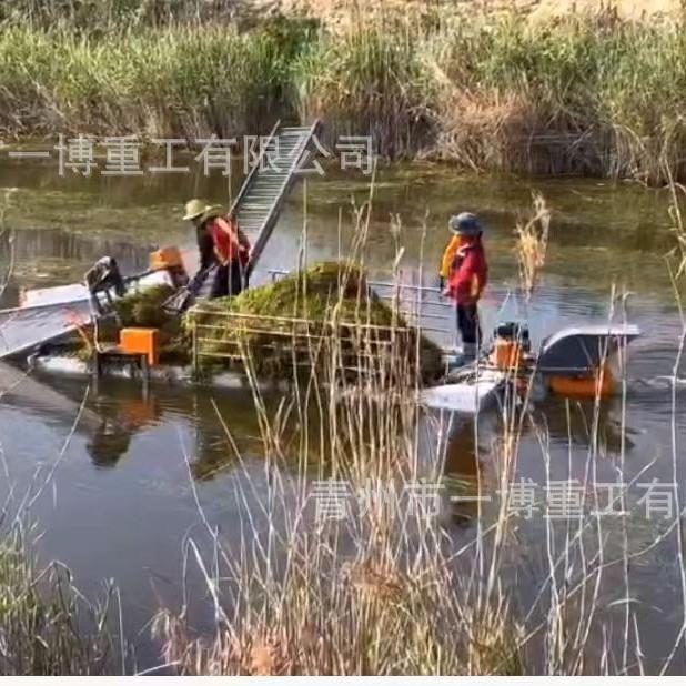 设计合理操作简单池塘虾蟹田水草收割机城市河道简易割草船