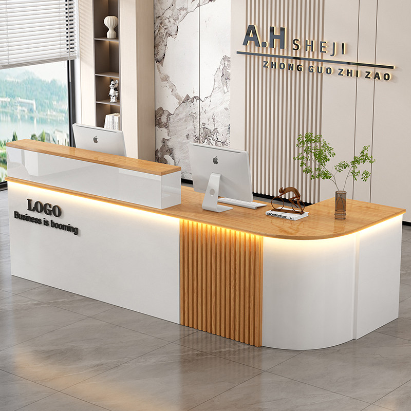 收银柜台店铺小型柜台转角美容院吧台超市定制简约公司前台桌接待
