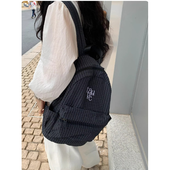 尼龙防水大容量双肩包旅行学生韩系绣花书包日系登山休闲简约背包
