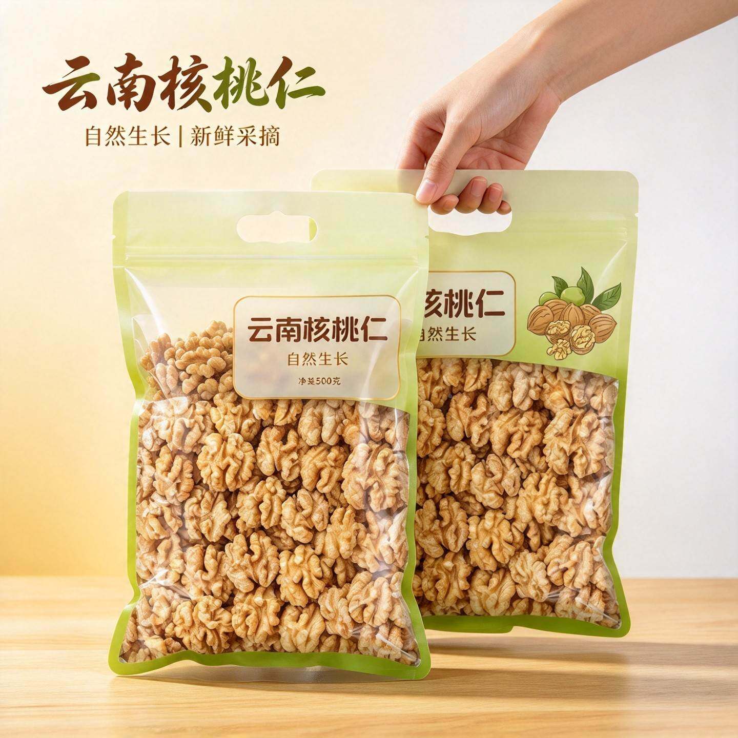 2026年新货薄皮核桃仁袋装原味生熟核桃仁孕妇儿童零食坚果炒货