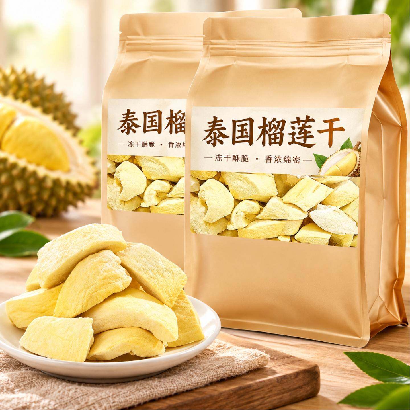无干燥剂冻干榴莲干500g泰国进口金枕头非猫山王榴莲脆块果干零食