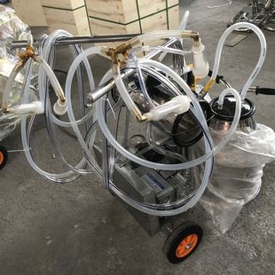 一体式 真空脉动奶羊挤奶机双桶可移动推车家庭用吸奶器家用不锈钢