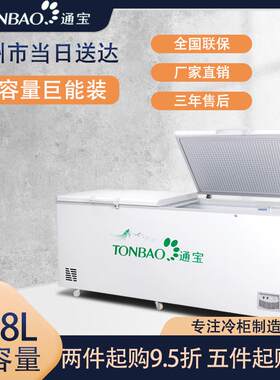 通宝大型卧式冷柜顶盖门超市冰鲜急冻雪柜茶叶保鲜柜冰柜商用