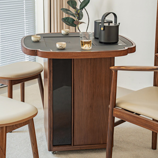 鹿角森林四叶草实木可移动茶桌客厅茶水柜带小户型阳台小茶台茶几