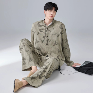 芬腾可安纯棉男睡衣家居服套装